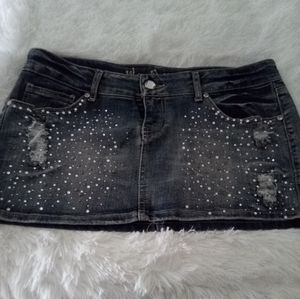 Wallflower denim bling mini skirt